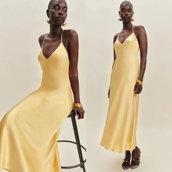 Reformation Nari Silk Dress Sunshine - Picture 1 of 11